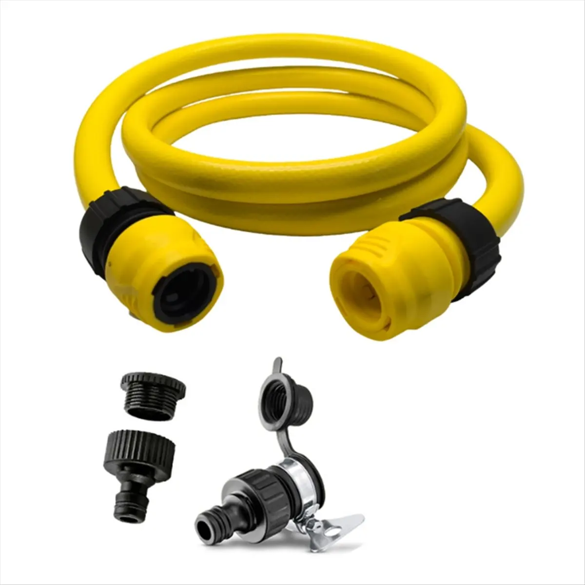 

【frki】 For Garden Hose Set 5/8 in X 2m Flexible Hose with Water Stop Joint Faucet Universal Joint Kit