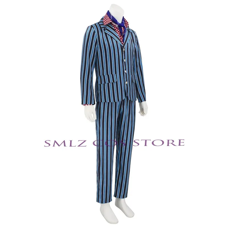 AIAI 2025Movie Austin Powers Cosplay Costume Men's Vintage 1980s Fashion Blue And Black Striped Suit Halloween Costumes