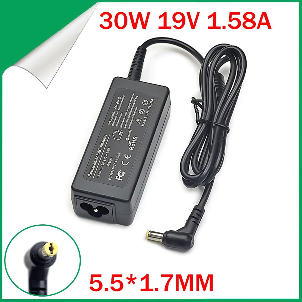 AC Power Adapter Charger 19V 1.58A 30W 5.5*1.7mm For ACER Aspire One D255 D255E D260 ZG5 ZA3 KAV60 NAV50T D250 D150 1810T 1410