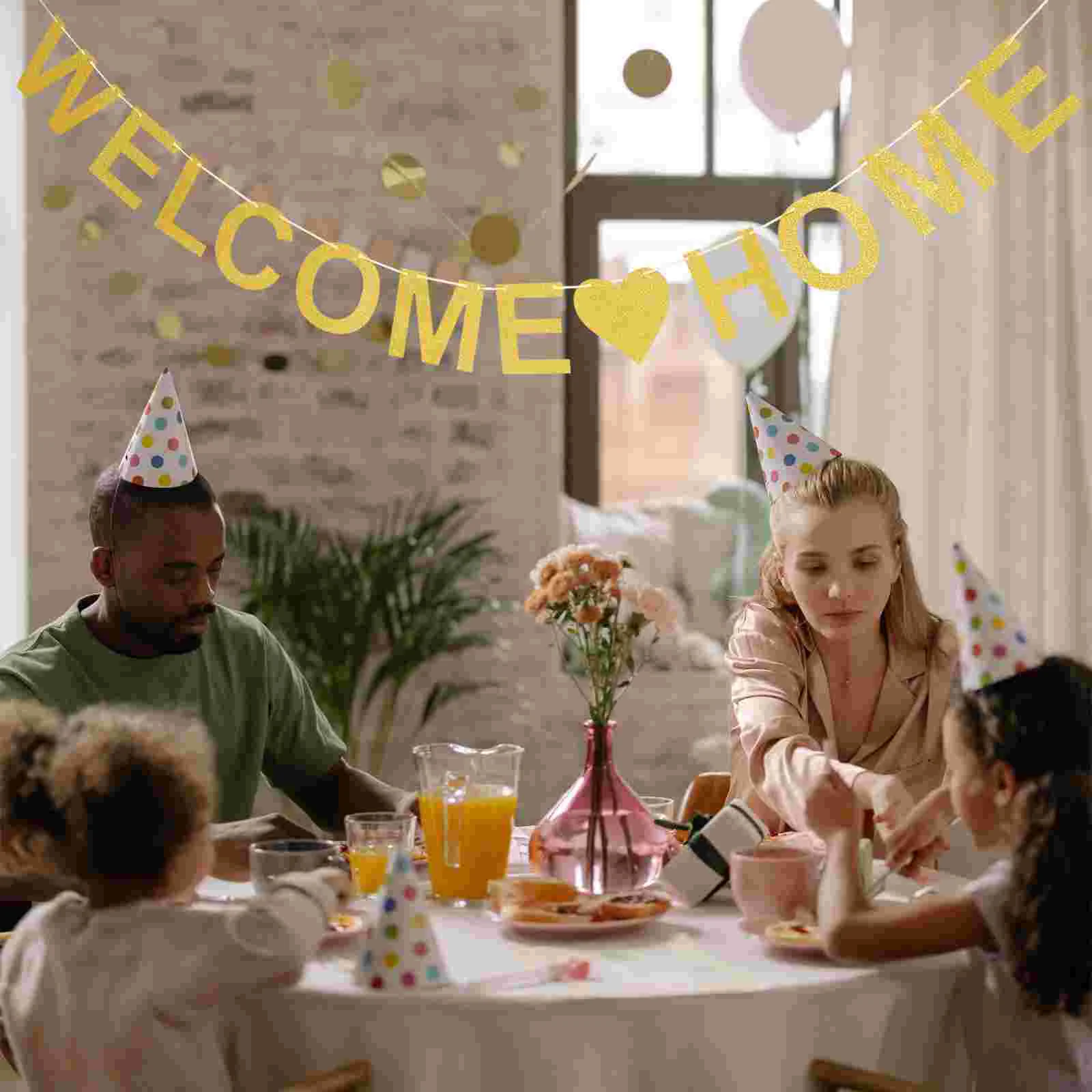 

Decorations Welcome Party Supplies Bunting Hanging Pull Flag Banners Paper Bride Home Sign Scene Layout