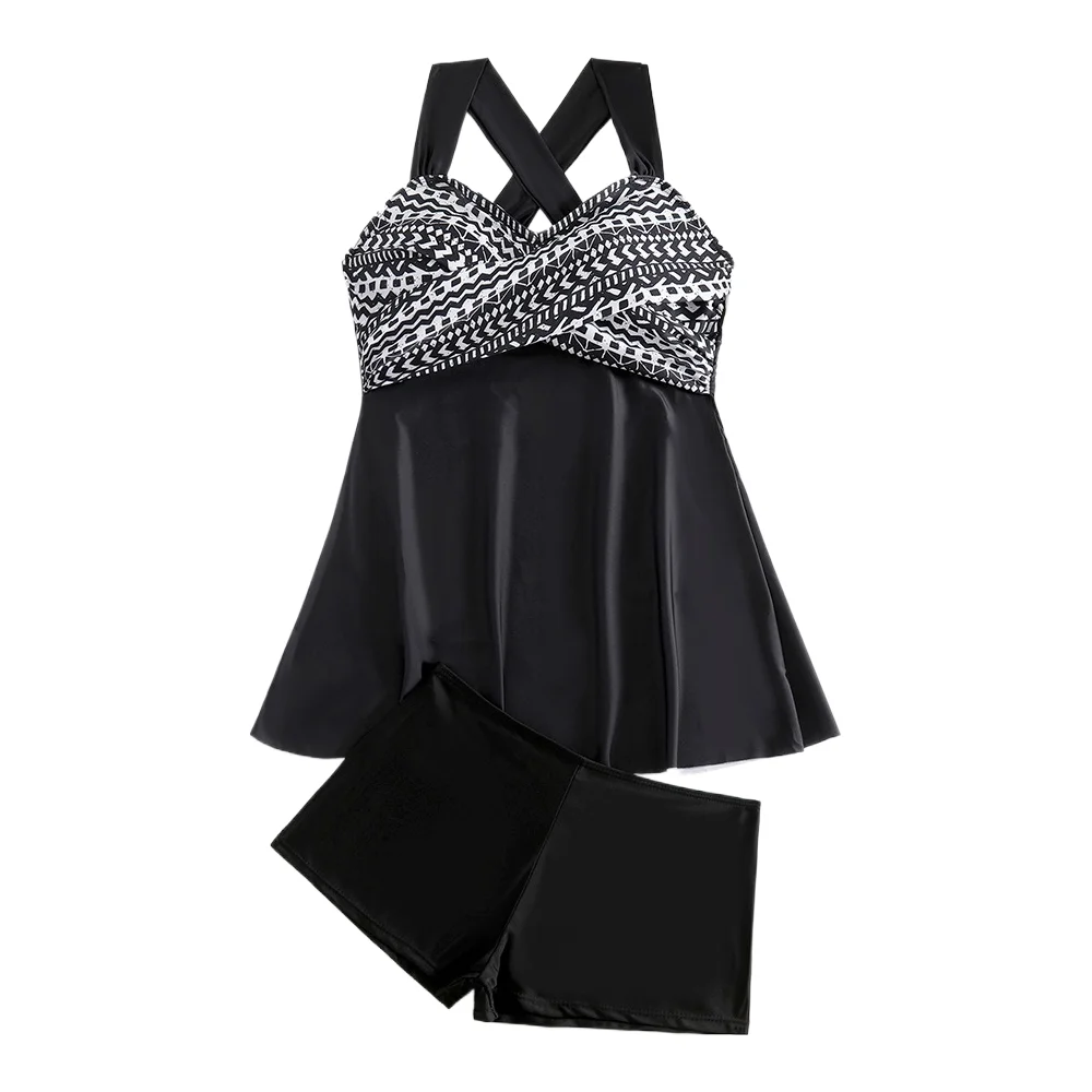 2026 New Fashion Plus Size Polka Dot Print Tankini Two Piece Swimsuit Set Sexy Beachwear for Women Summer Vacation