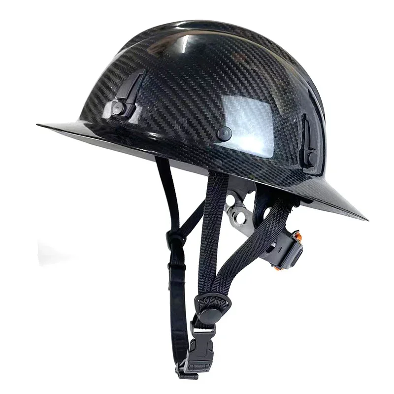 Construction Safety Helmet Full Brim Carbon Fiber Hard Hat with Headbands