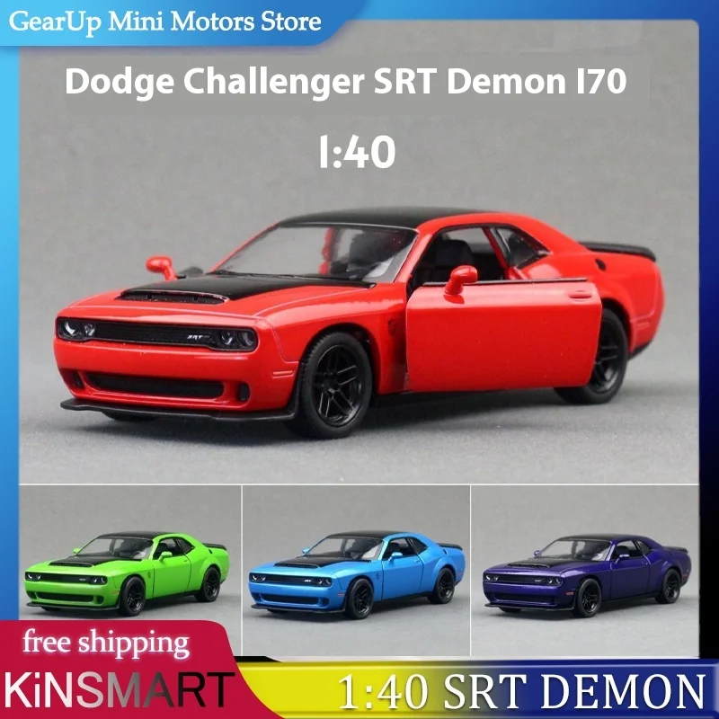 KiNSMART 1:40 Dodge Challenger SRT Demon American Muscle Car aleación modelo fundido a presión función de retroceso entusiastas coleccionables sueltos