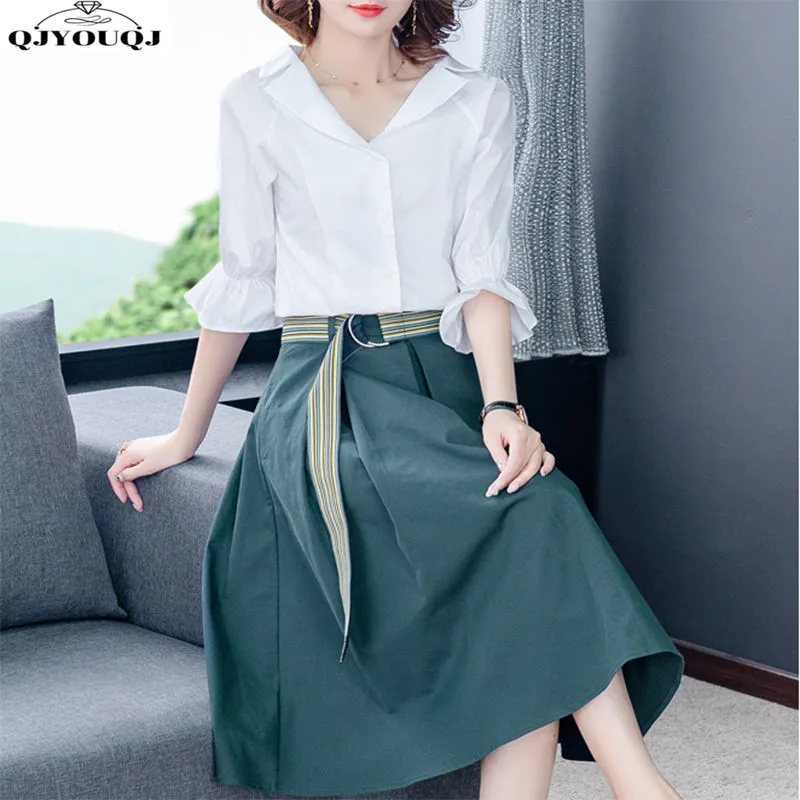 Cotton Shirt Women's Set 2024 Spring/Summer New Set Short Skirt Age Reducing Fashion Two piece Skirt Set