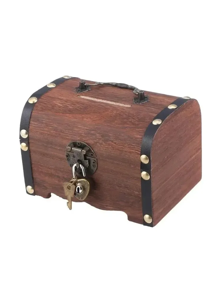 Coffre au trésor avec serrure, boîte de rangement au trésor Vintage, organisateur de tirelire, boîte d'épargne avec serrure pour décoration rétro de la maison
