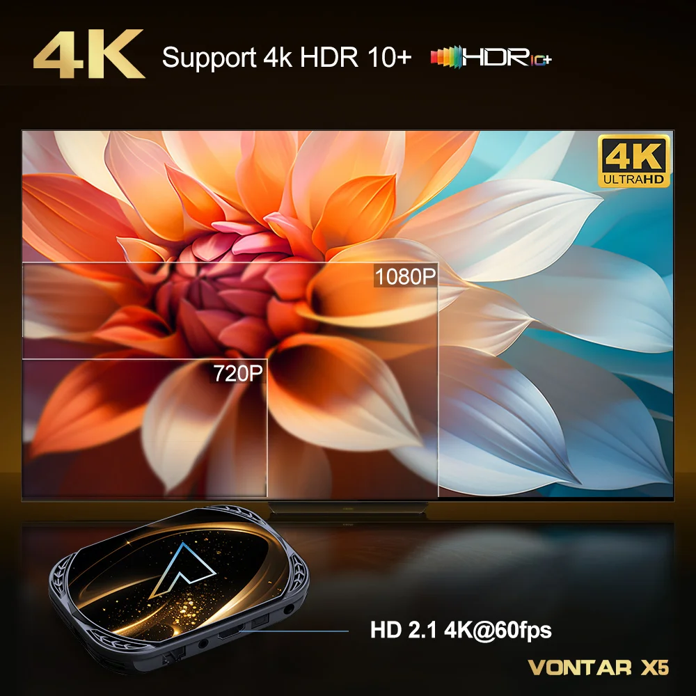 VONTAR X5 안드로이드 14 TV 박스 Amlogic S905X5M 4GB 128GB 1000M Wifi6 4K AV1 TVBOX 미디어 플레이어 32GB…