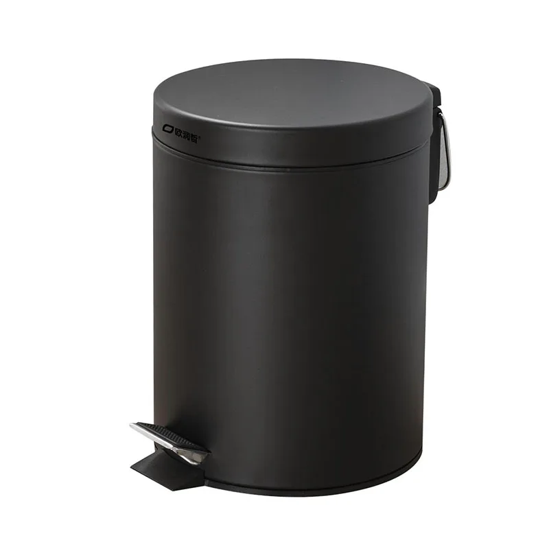 ORZ Black Round Step Trash Wastebasket Garbage Container Bin with Lid for Bathroom Powder Room Bedroom Kitchen