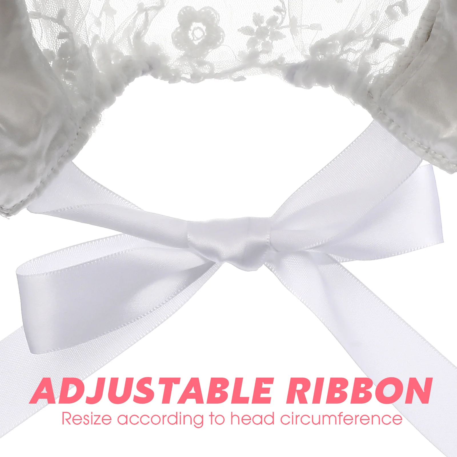 

Lace Cap White Adjustable Comfortable Fit for 0-2 Years Hat Princess Style Photo Prop