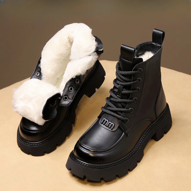 Fur Fur integrated Snow Boots Wool Women\'s Boots Velvet anti Cold Winter Women\'s Shoes Warm Cotton Shoes Lamb Wool Cotton Boots