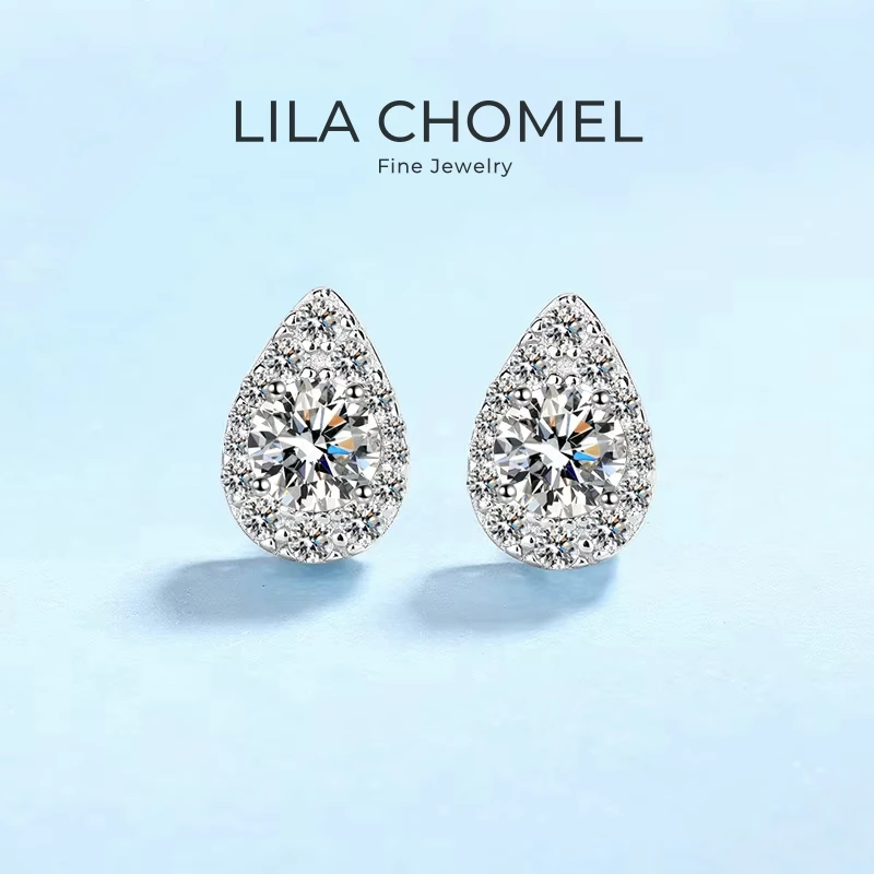

Classic Girl Birthday Gift PT950 Platinum Water Drop Earplug Stud Earrings 0.5/1CT Moissanite Diamond Women Wedding Fine Jewelry