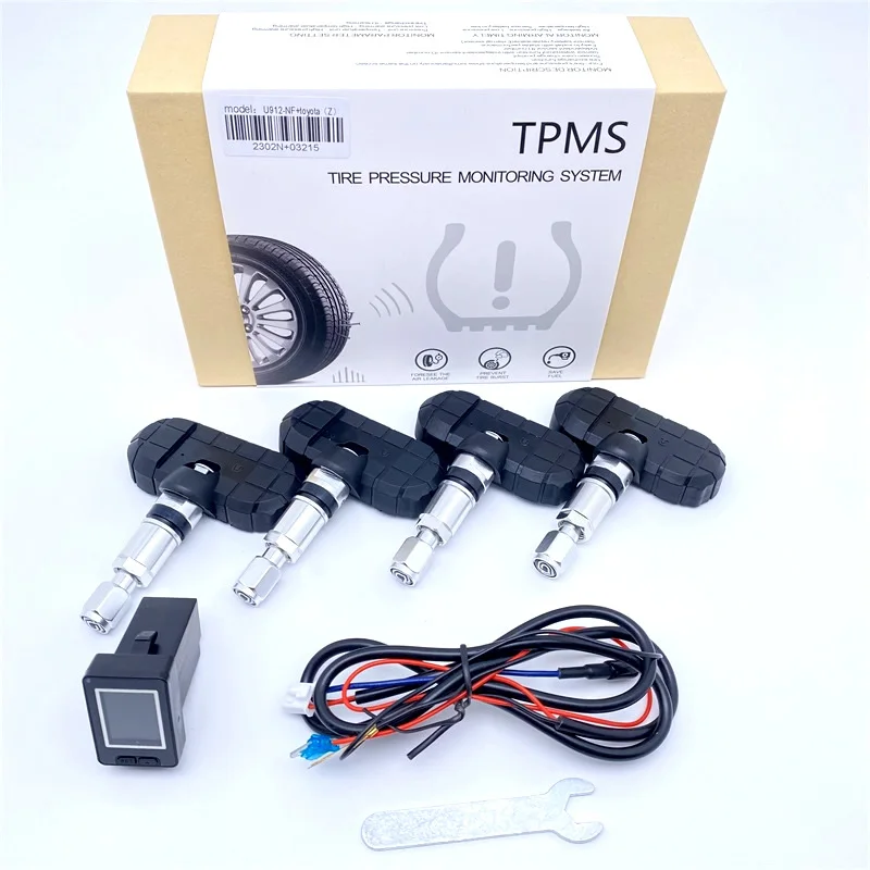 Auto Wireless TPMS Tire Pressure Monitoring System with 4 Sensors LCD Display Embedded Monitor For Toyota Highlander RAV4 Camry