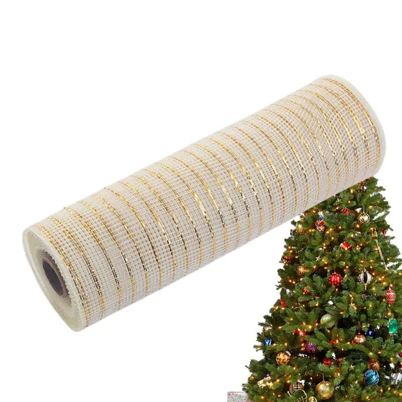 Christmas Wired Ribbon Christmas Tree Decoration Ribbon 10 Inches X 30ft Christmas Wreaths Mesh Ribbon For Art Crafts