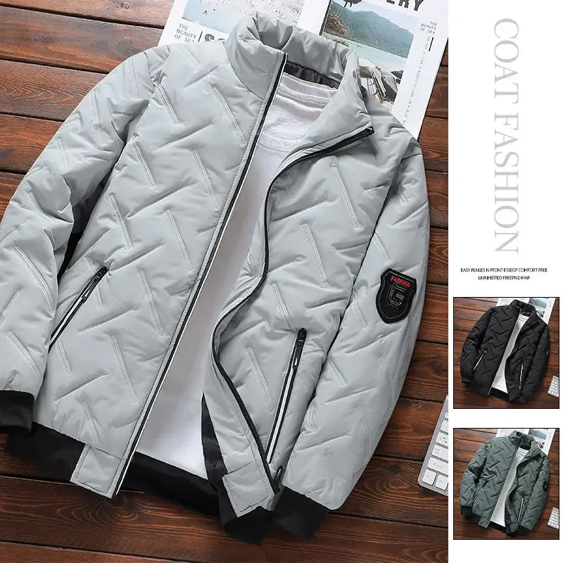 Men's winter coat Casual fashion stand collar light parka high quality warm long sleeve trench coat men's cotton-padded jacket