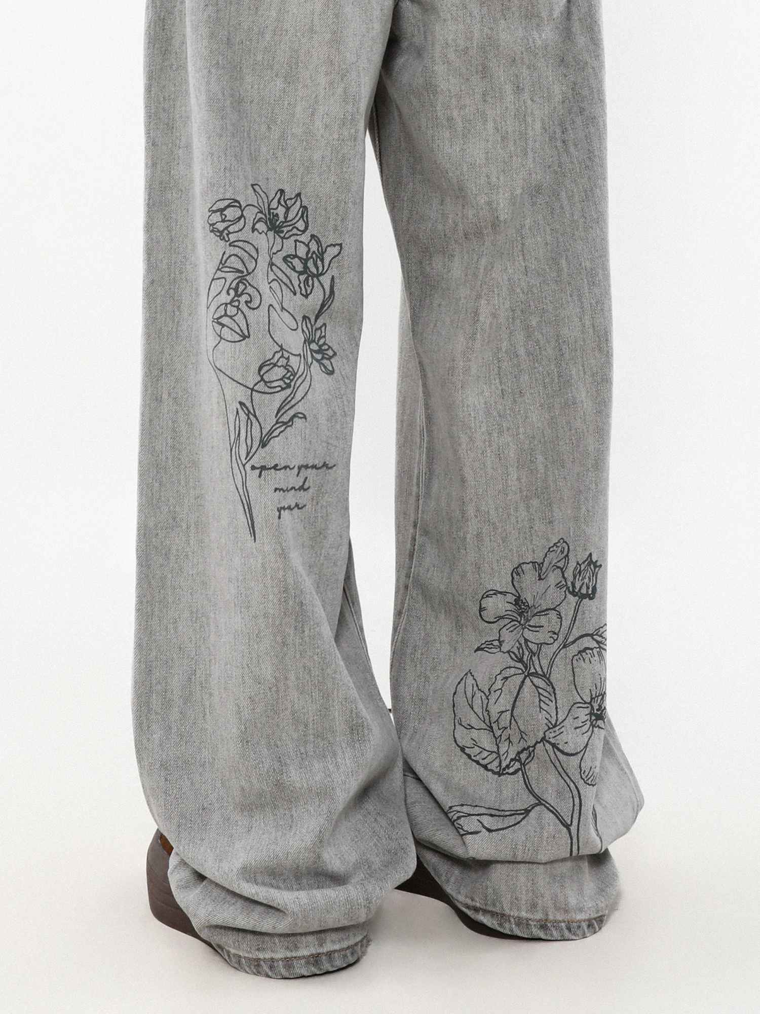 

Мужские джинсы AWEEXISTS в американском ретро-стиле, с принтом, с эффектом потертости, свободного кроя, повседневные, прямые штаны