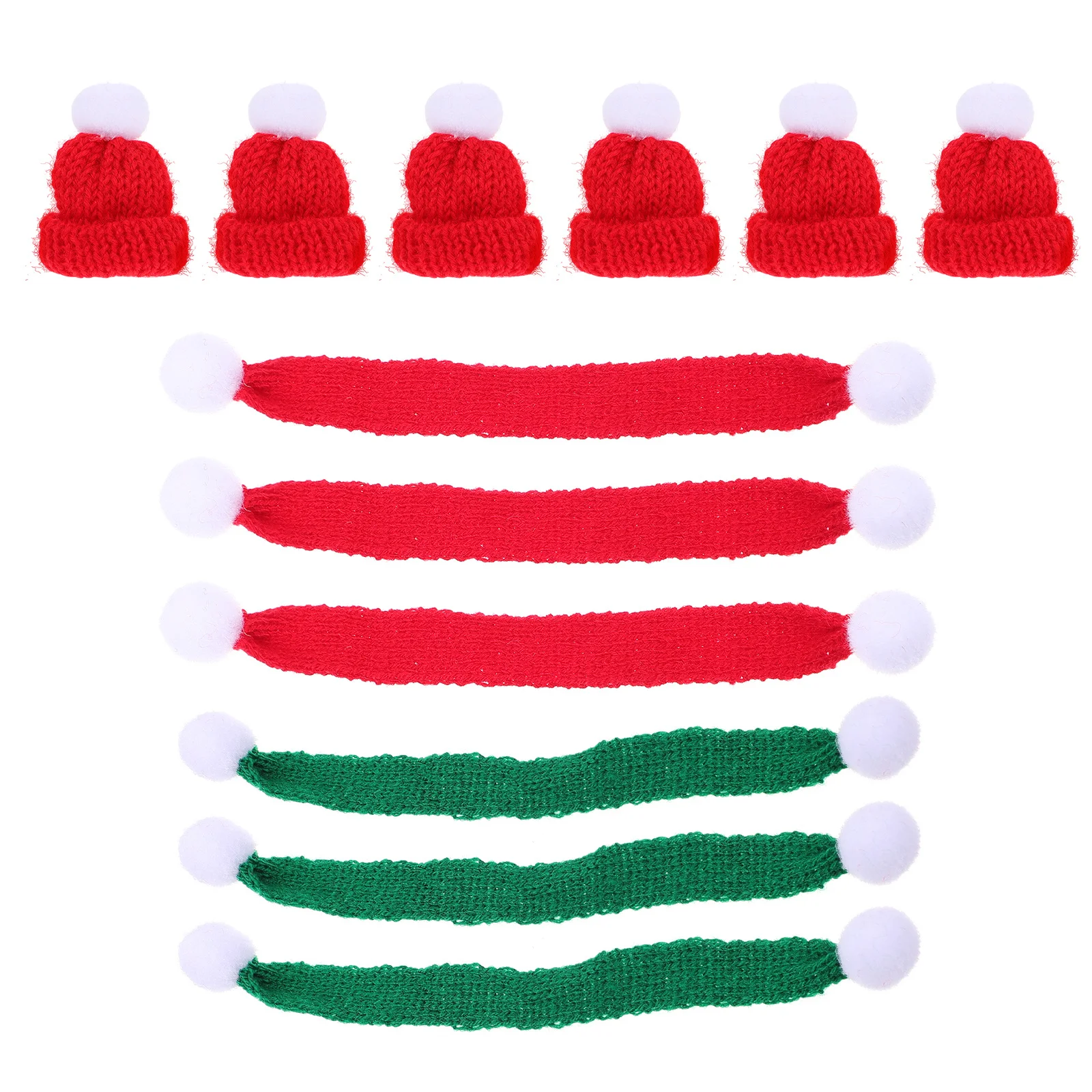

12Pcs Christmas Knitted Decor Hat Scarf Set for Bottle Cover Xmas Party Decoration Craft Knitted Decor Christmas Ornament