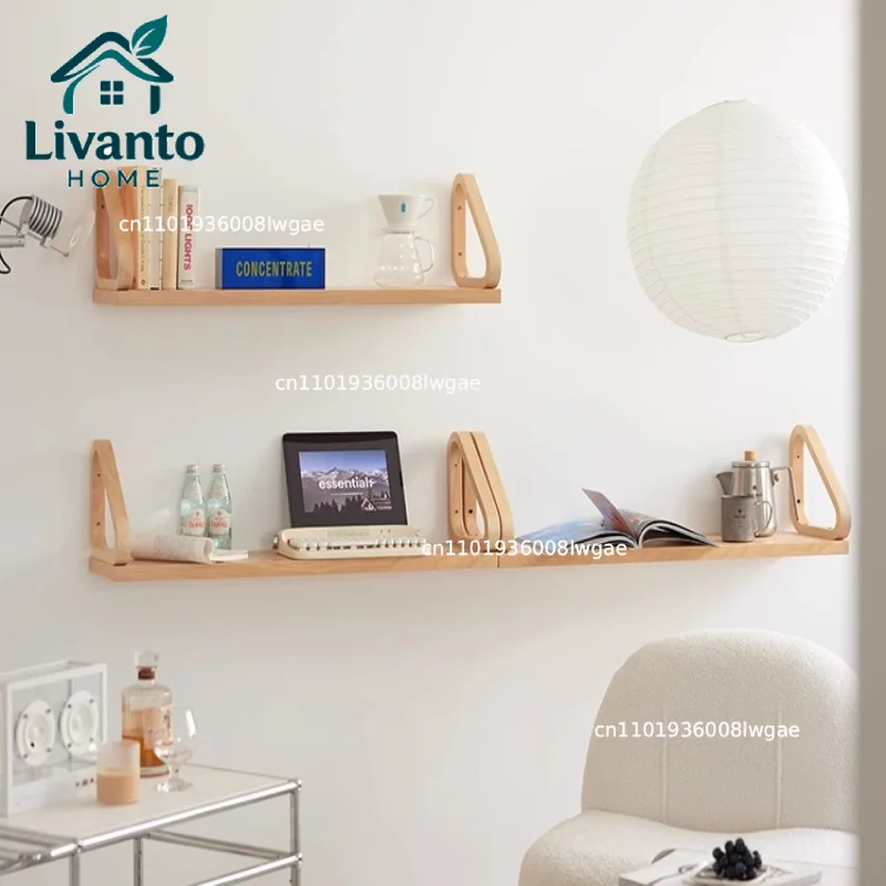 

Scandinavian Modern Wall Shelf Minimalist Floating Shelves Solid Wood Artek Style Display Rack Living Room Magazine Rack