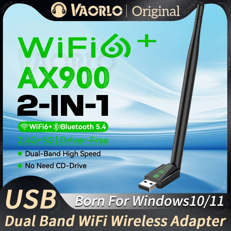

AX900 USB Adapter Bluetooth 5.4 WIFI6 Dual Band 2.4G&5GHz 900Mbps 802.11AX Wireless Network Card Receiver Antenna For WIN10/11