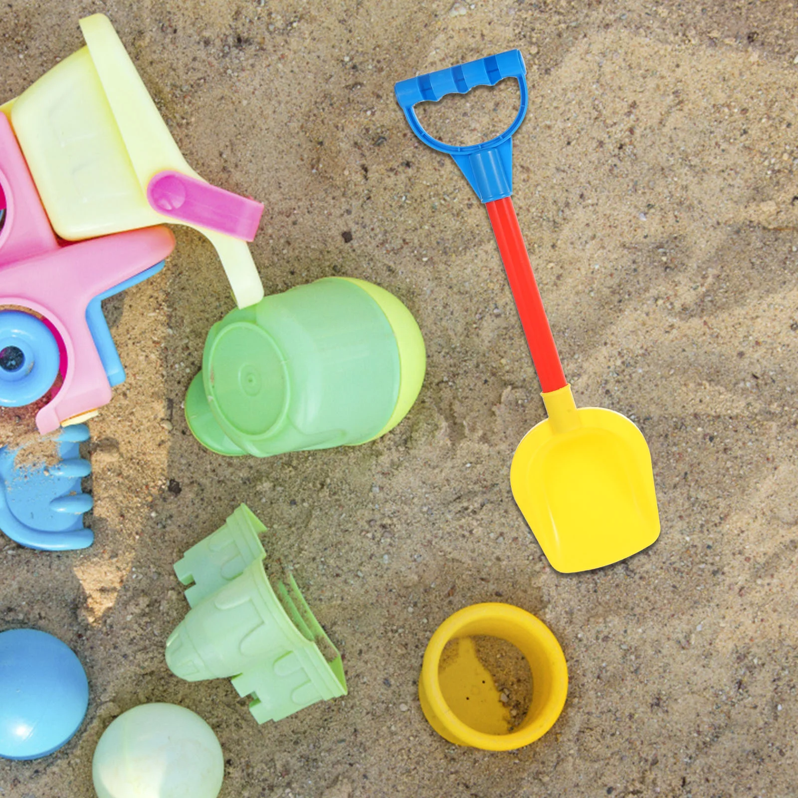 4-teiliges Strandspielzeug, Sandschaufeln, Rechen, Kinderspielzeug, leichte Kunststoffausrüstung