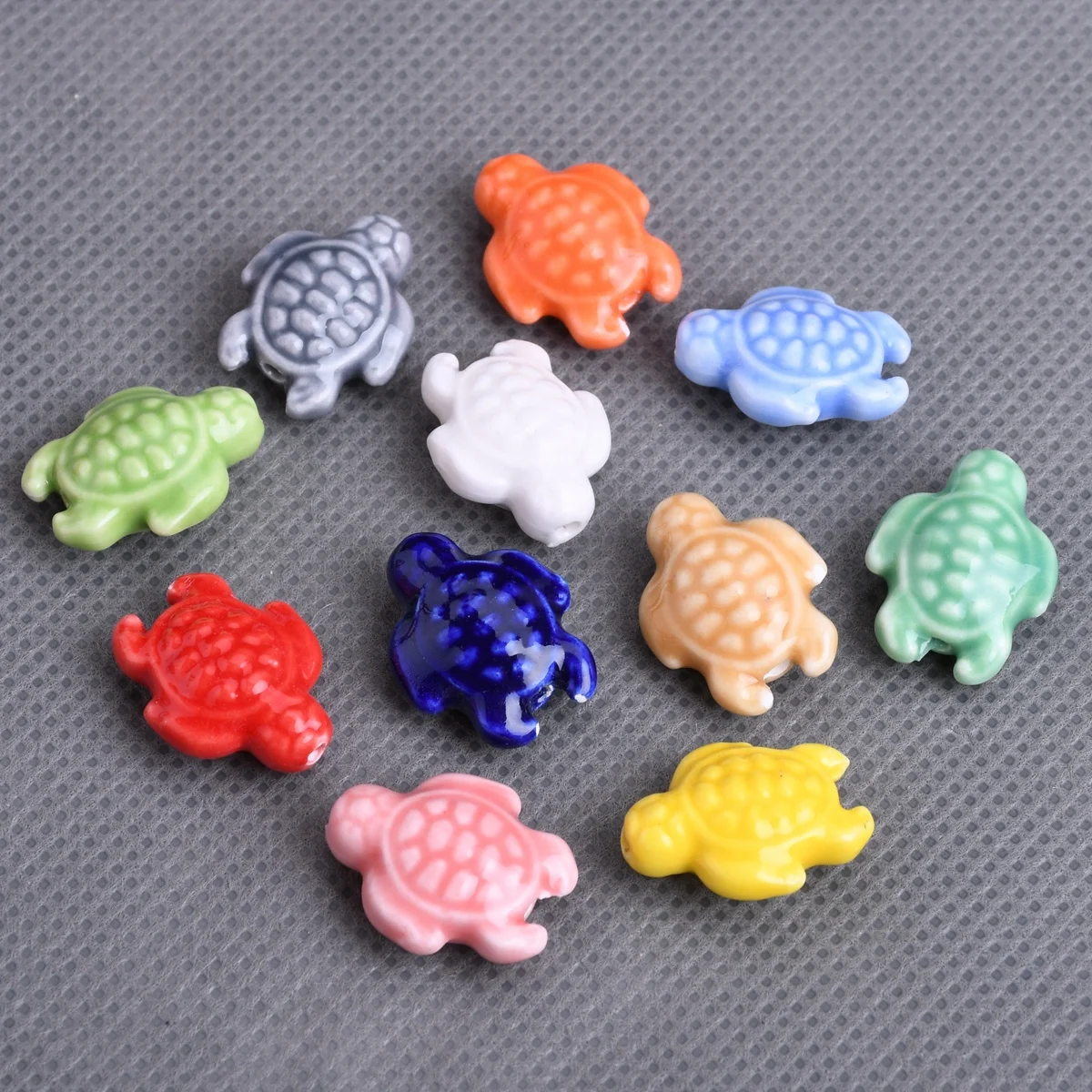 

10pcs 18x14mm Sea Turtle Shape Glaze Ceramic Porcelain Loose Beads For Jewelry Making DIY Bracelet Findings