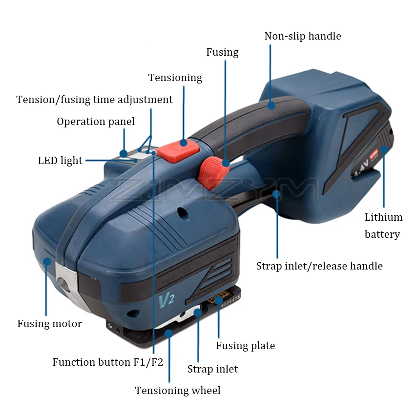 V2 Electric Strapping Machine for 13-16mm PET/PP Strap Portable Automatic Packaging Tool Hot Melting Baler Digital Display