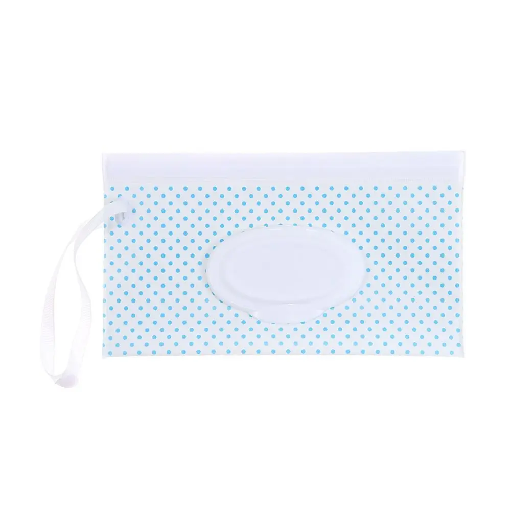 Cute Stroller Accessories Wet Wipes Bag Flip Cover Portable Cosmetic Pouch Snap-Strap Tissue Box