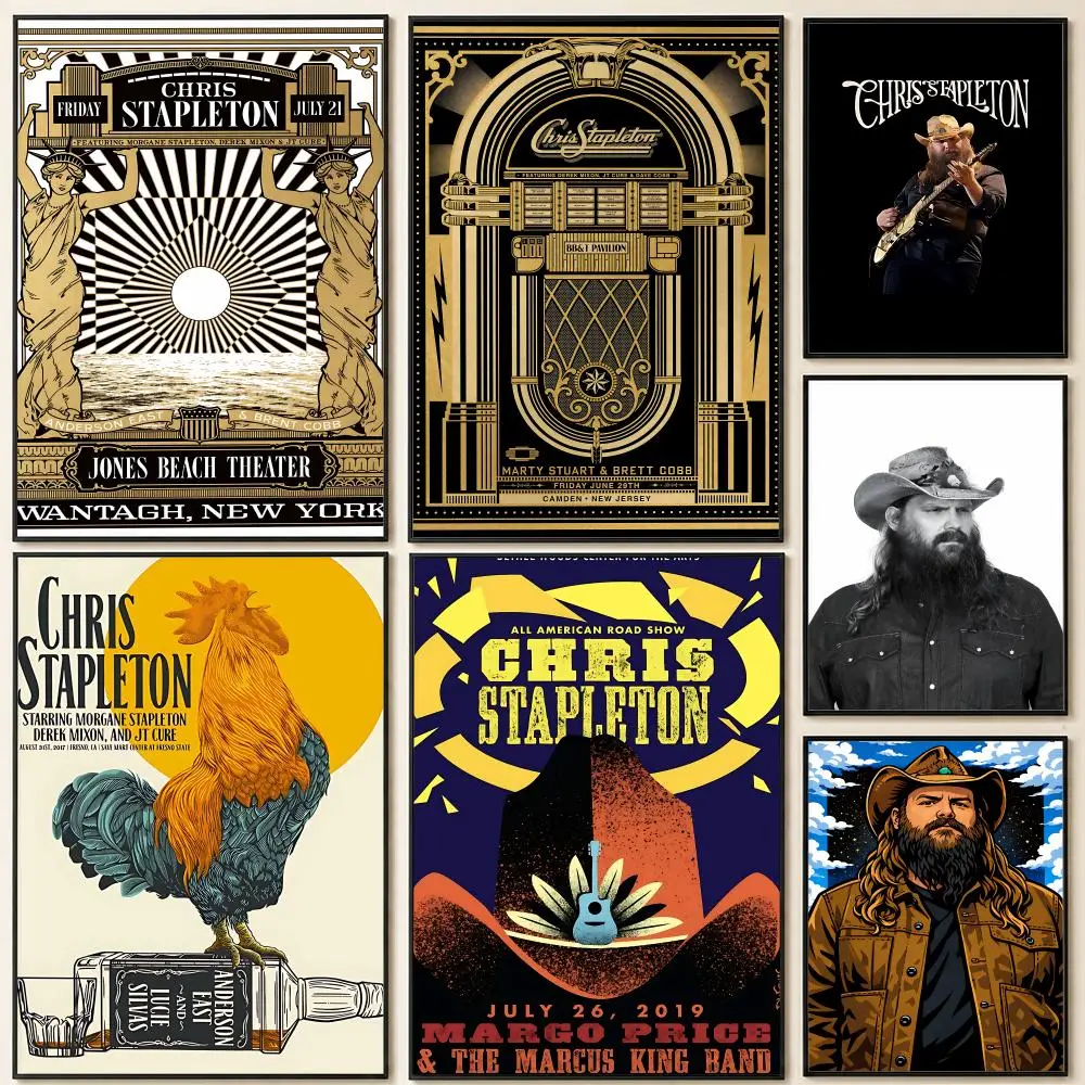 singer C-Chris S-Stapleton Poster HD Self Adhesive Wall Poster Waterproof Removable No Fade for Bedroom Living Room Decor