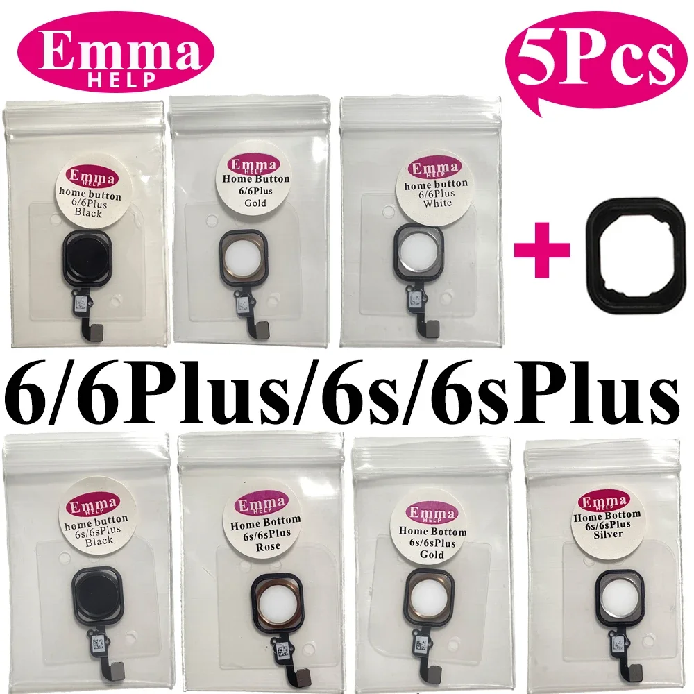 EmmaHelp 5pcs Home Button Flex Cable for iPhone 7 8 Plus SE 6 6S Menu Universal Return ALL Fuction No Fingerprint Mix color