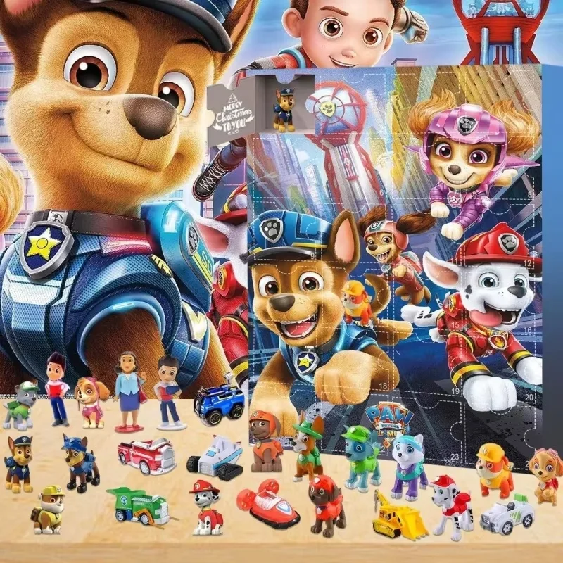 New Anime Paw Patrol Dog Calendar Color Box Advent With Figures Halloween Countdown Toys Collectible Christmas Gifts For Kid Toy