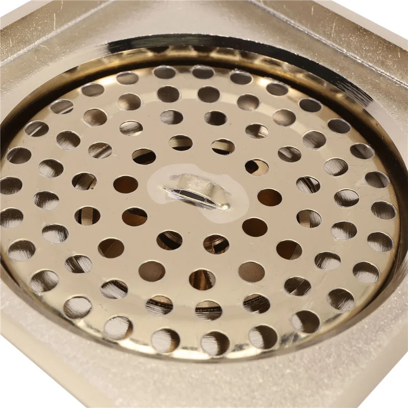 

3X золотой квадратный слив для пола, слив для душа с сетчатым фильтром, дренажный чистый для ванной комнаты, туалета-B61B