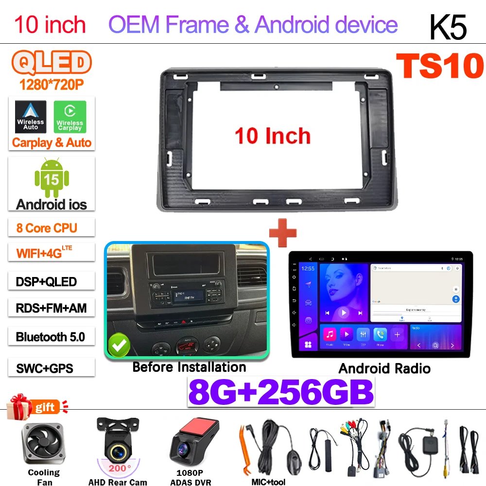 Android 16 autoradio Carplay Auto voor Renault Master 2019 2020 2021 2022 Navigatie DVD Videospeler DSP Stereo 360 Camera WIFI