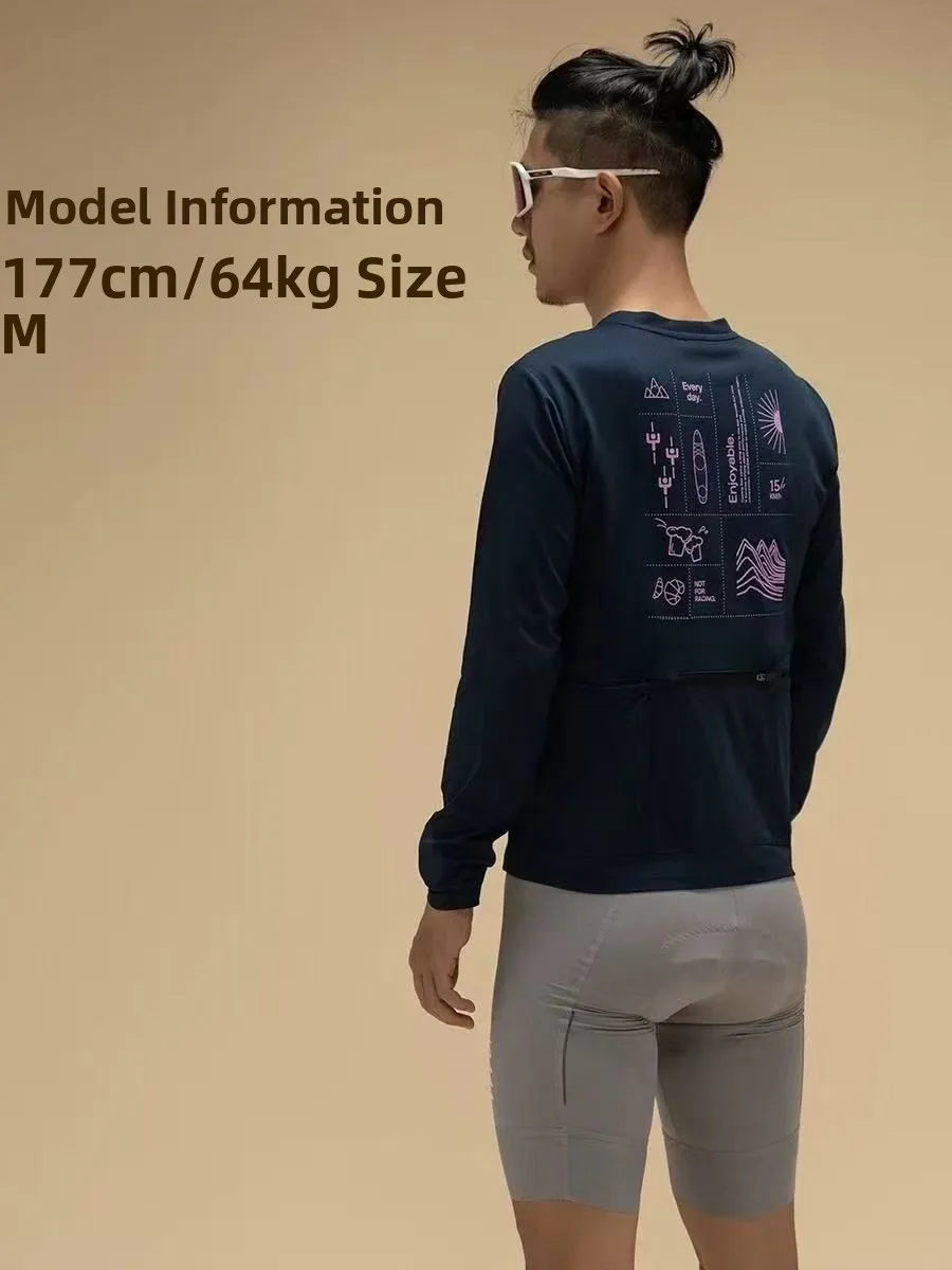 Long Sleeve Cycling T-Shirt Quick Dry Sun Protection Commuting Print Design Sporty Style Polyester Fiber round Neck T-Shirt