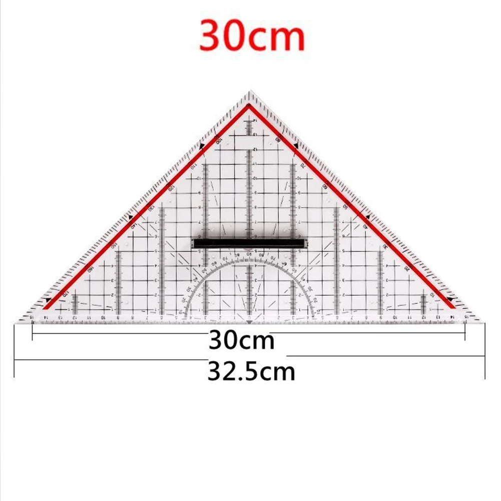 20CM Drawing Triangle Ruler Multi-Function Drawing Design Ruler with Handle Protractor Measurement Ruler Stationery