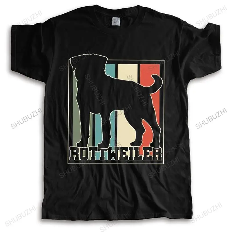 Trendy Male Vintage Rottweiler Dog T Shirts Short Sleeve Round Neck Cotton T-shirt Graphic Germany Metzgerhund Lover Tee Tops