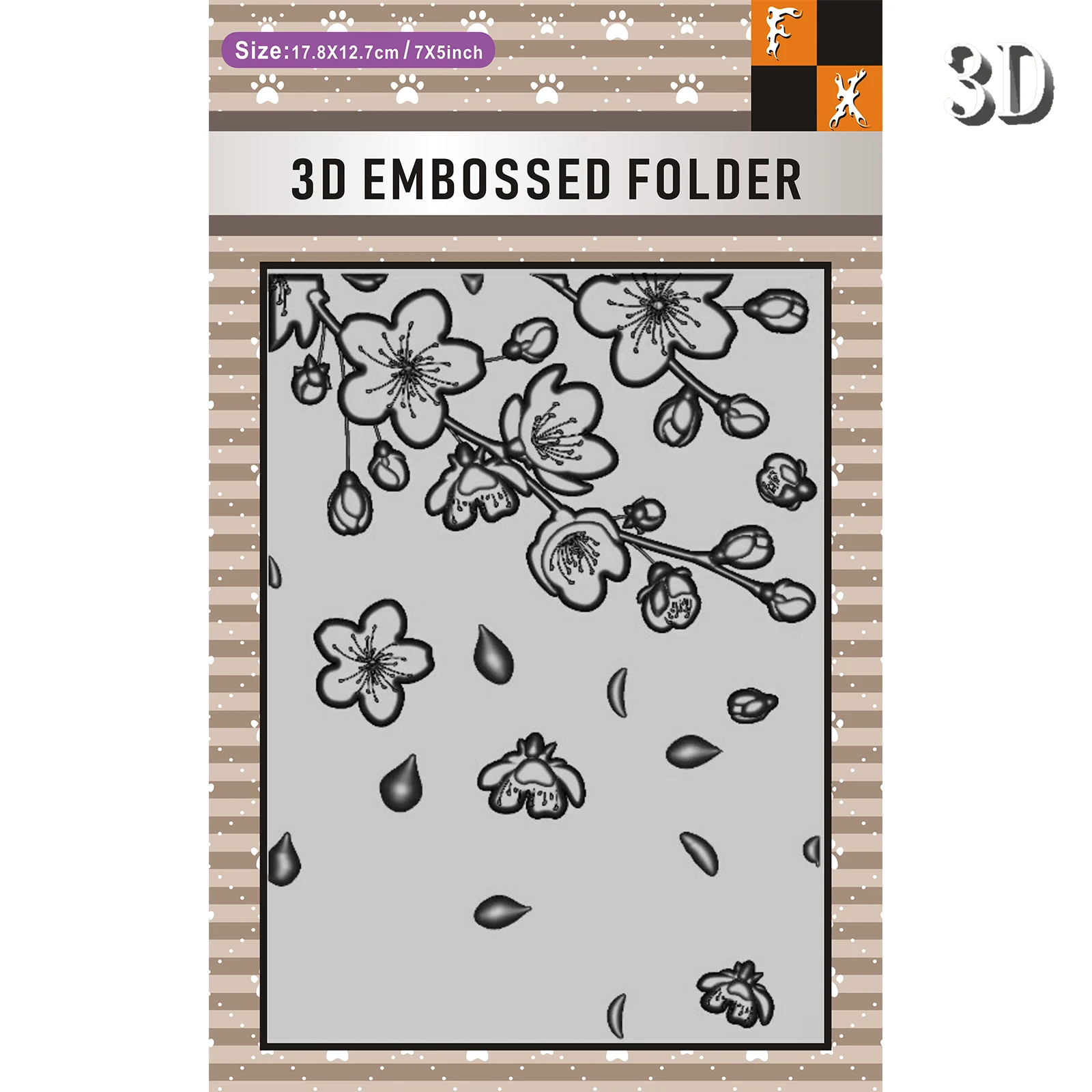 3D-geprägter Ordner mit fallendem Kirschblüten-Design für Visitenkartendruck und Scrapbooking – langlebiger Kunststoff, einfach zu prägen, weiß