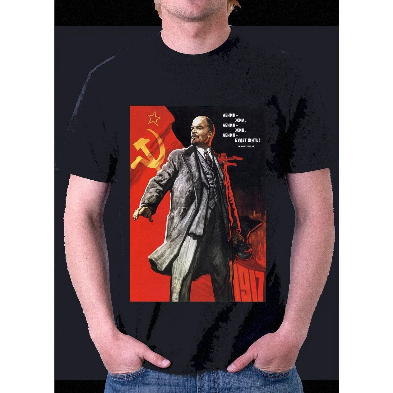 Hot Sale Soviet Communist Revolutionist Vladimir Lenin Poster T-Shirt 100% Cotton O-Neck Short Sleeve Summer Casual Mens T-shirt