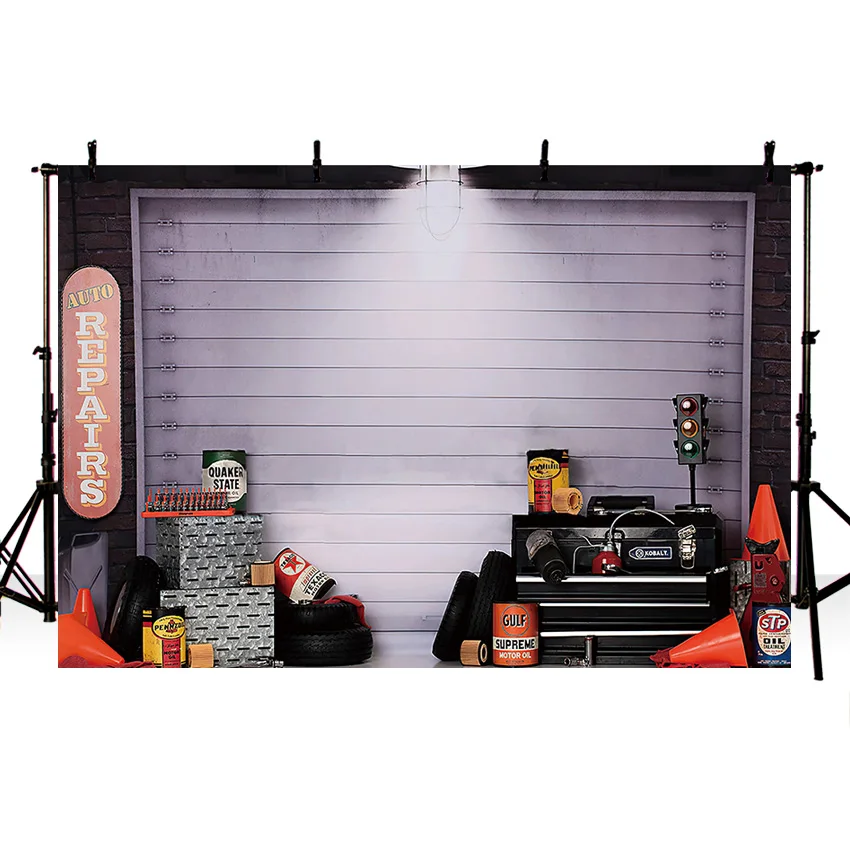 Mehofond อุปกรณ์ถ่ายภาพพื้นหลังโรงรถสำหรับซ่อมรถยนต์ฉากหลังของเด็กอุปกรณ์สำหรับสตูดิโอถ่ายรูป