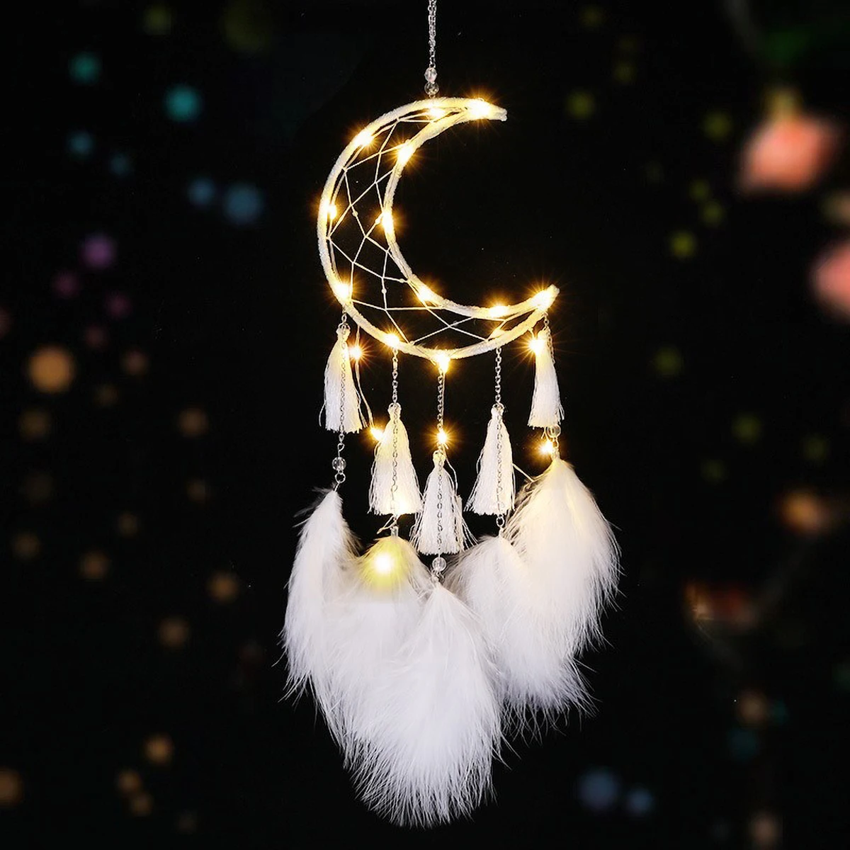 Moon & Heart Dreamcatcher DIY Kit - Boho Fairy Decor, Forest-Themed Wind Chime Craft Set