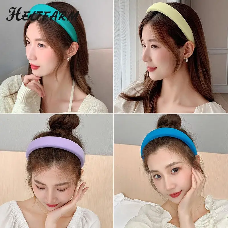 New Padded Headbands Women Wide Bezel Hairbands Thick Velvet Hair Hoop Girls Sponge Non-slip Hairband Fashion Hair Accessories