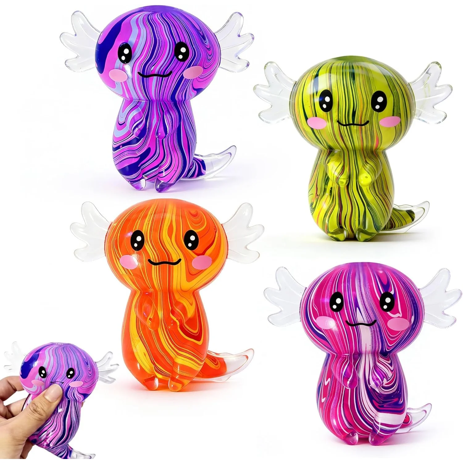 Juguete Sensorial Antiestrés de Axolote, Lindo Juguete de Axolote de Azúcar de Maltitol, Pelotas Antiestrés para Niños y Adultos