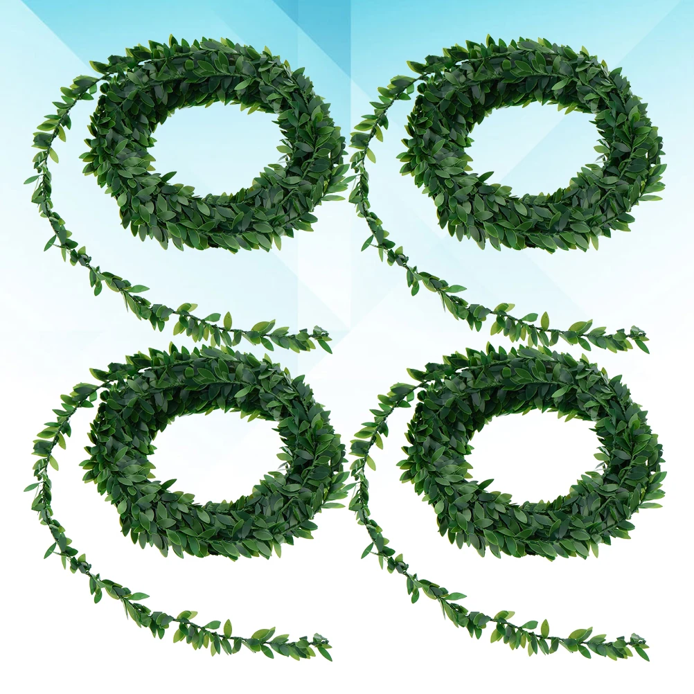 

4pcs 7.5M Artificial Green Leaves Garland Rattan Wreath Decorative Christmas Party Home Decorationleaves Garland Wreath
