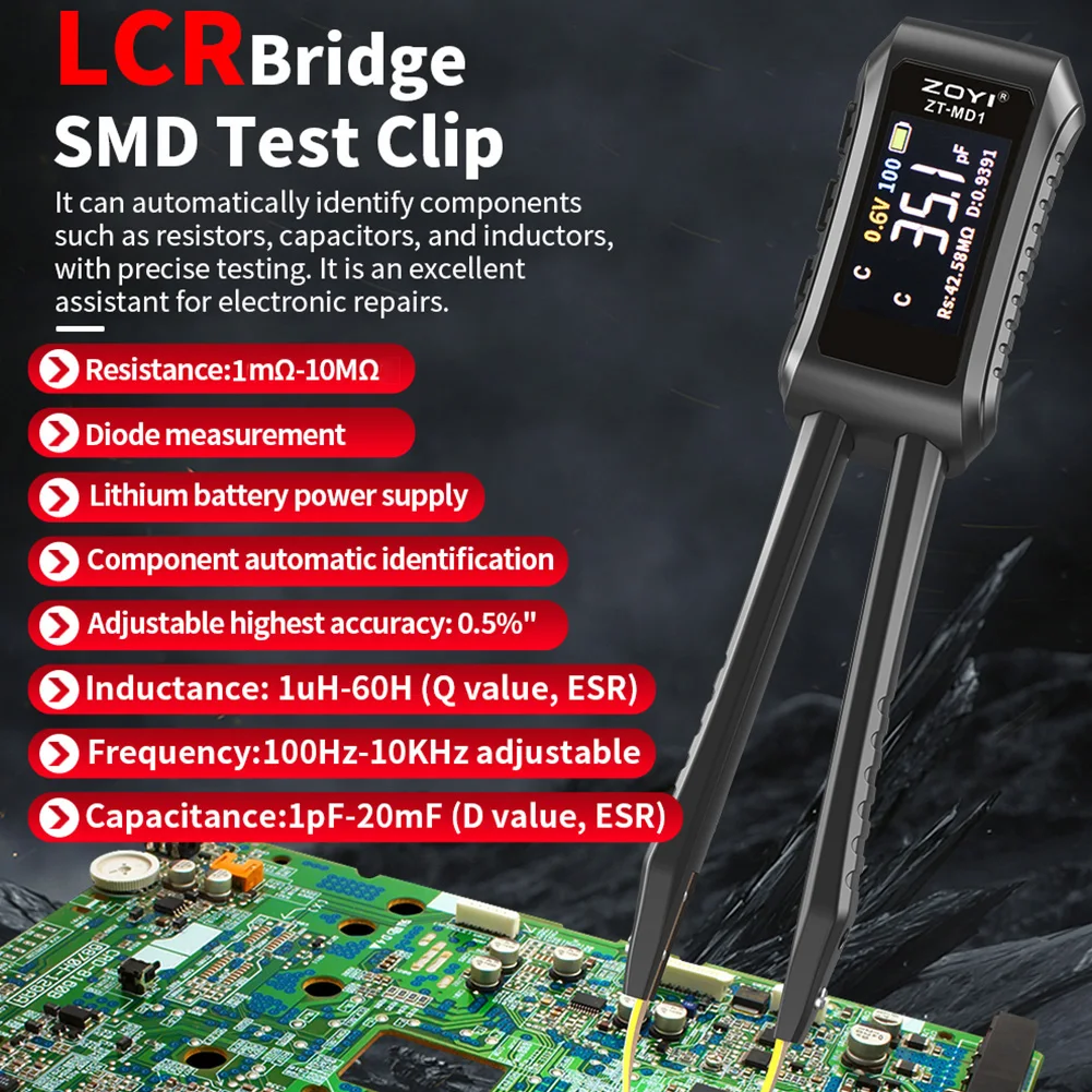 

LCR, SMD ESR Tester, Resistance Capacitance, Inductance, Continuity, Diode Test, Measurement Tools