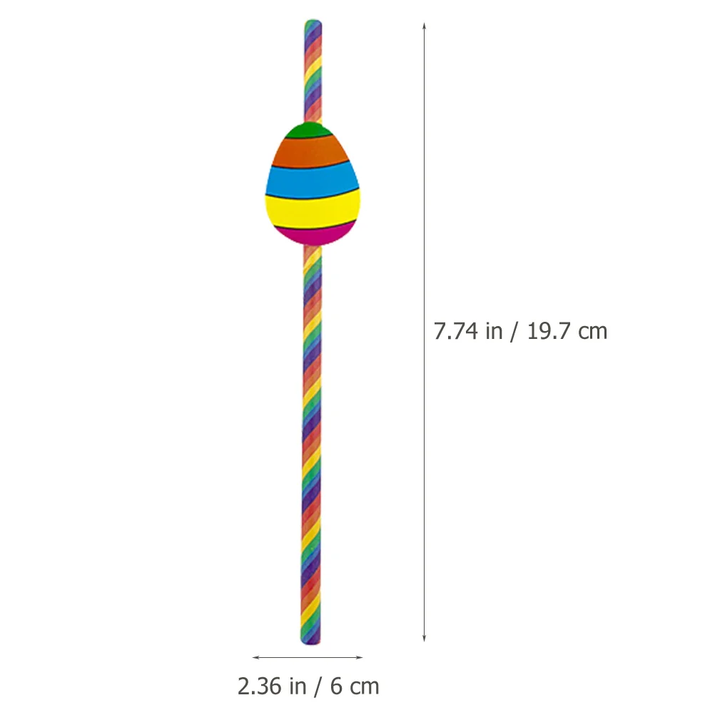 

40pcs Easter Egg Rainbow Paper Straws Lightweight Disposable Bulk Pastel Color Decorative Straws For Wedding Birthday Party