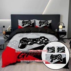 3PC Splicing Game Console Bedding Cover Red Black Blue Black 100%Polyester 1duvet Cover 2Pillowcases Digital Printing No padding