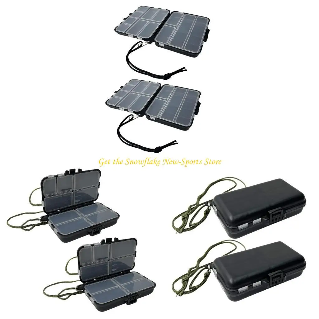 E56D 2Pcs Fishing Tackle Storage Box Visible Foldable Case Tackle Box with Dividers