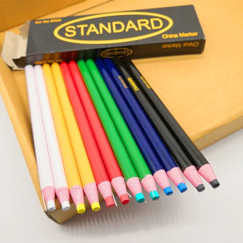 Marqueur en cuir Crayon de marquage amovible crayon sans coupure 6 couleurs 12 pièces/paquet accessoires de couture bricolage