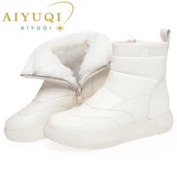AIYUQI Snow Boots Women Large Size 2026 New Non Slip Winter Boots Ladies Platform Natural Wool Women's Ankle Booties
