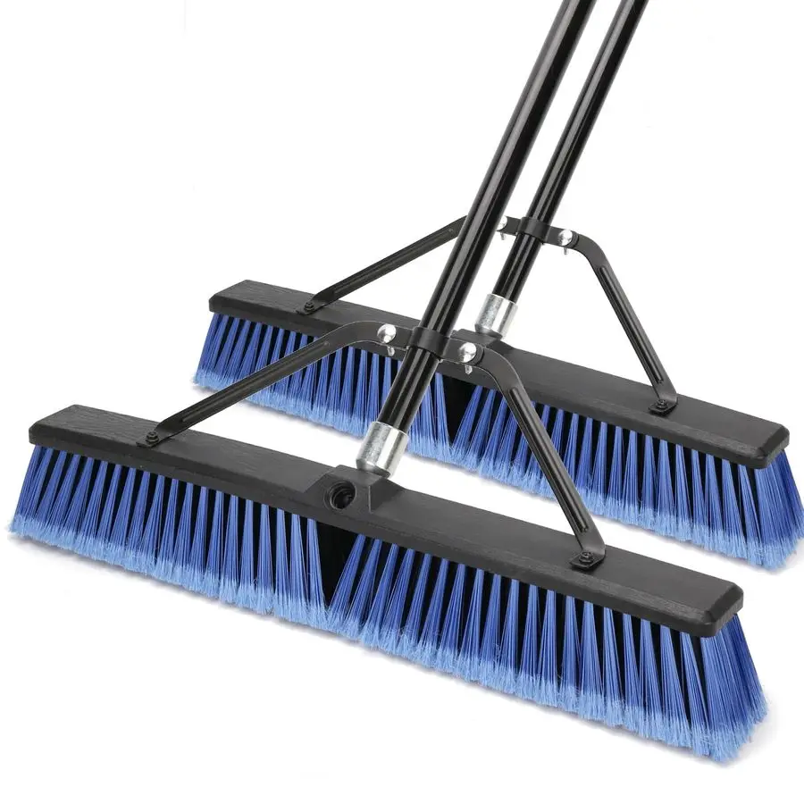 

inches Push Broom Outdoor for Deck Driveway Garage Yard Patio Concrete Floor CleaningBlue2 Pack