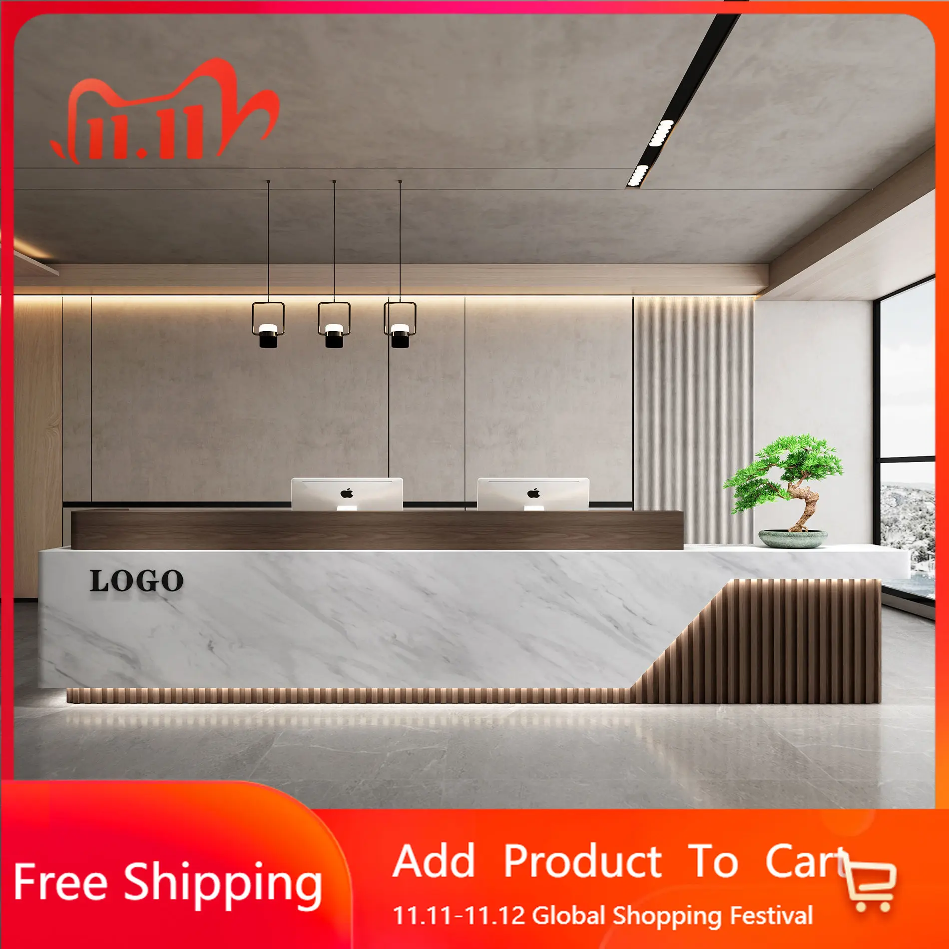 

Salon White Reception Desk Coffee Light Luxury Modern Customer Adult Design Reception Desks Commericial Minimal Bureau Furniture