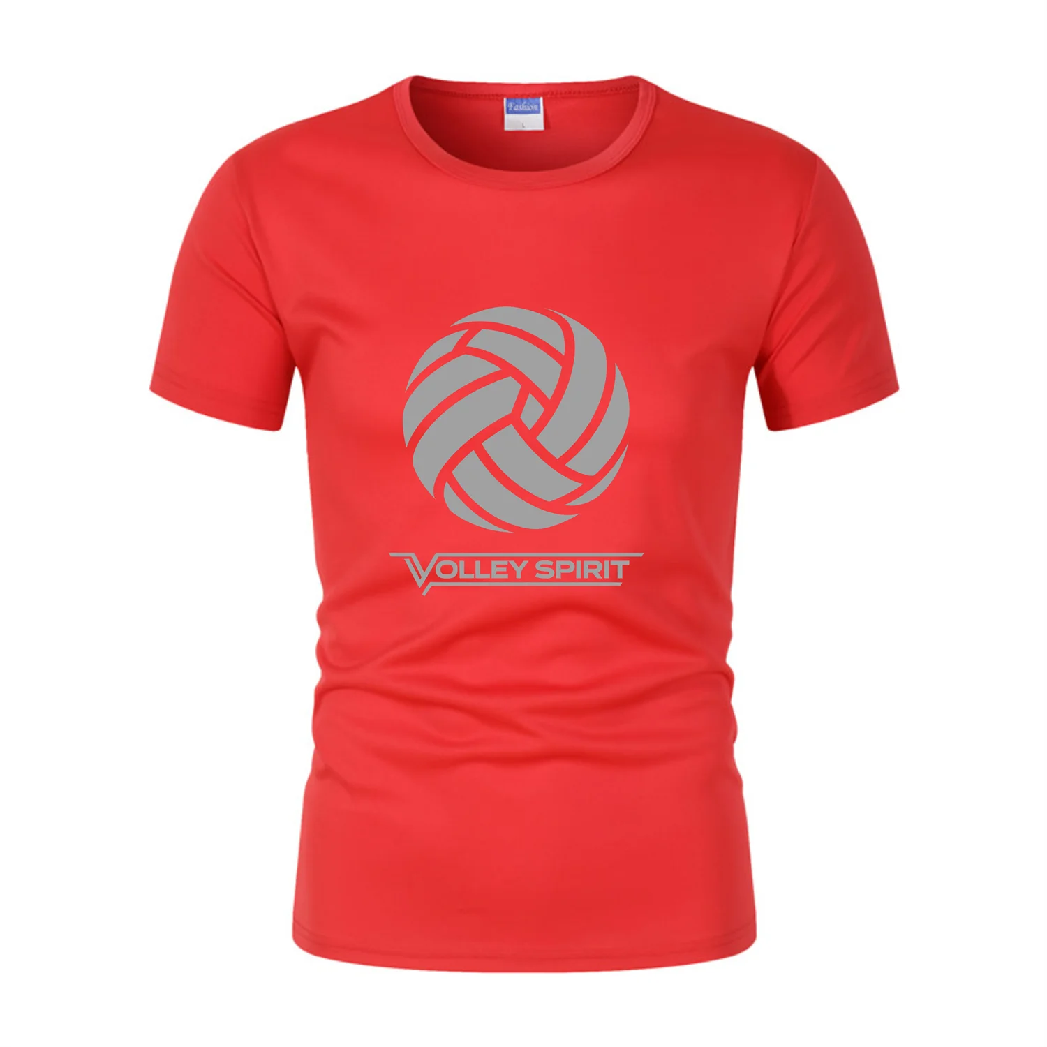 

Quick-Drying Mesh Fabric Volleyball-Themed Red Short-Sleeve T-Shirt, Comfortable and Breathable, Suitable for Everyday Wear, Sports and Leisure, Very Energetic