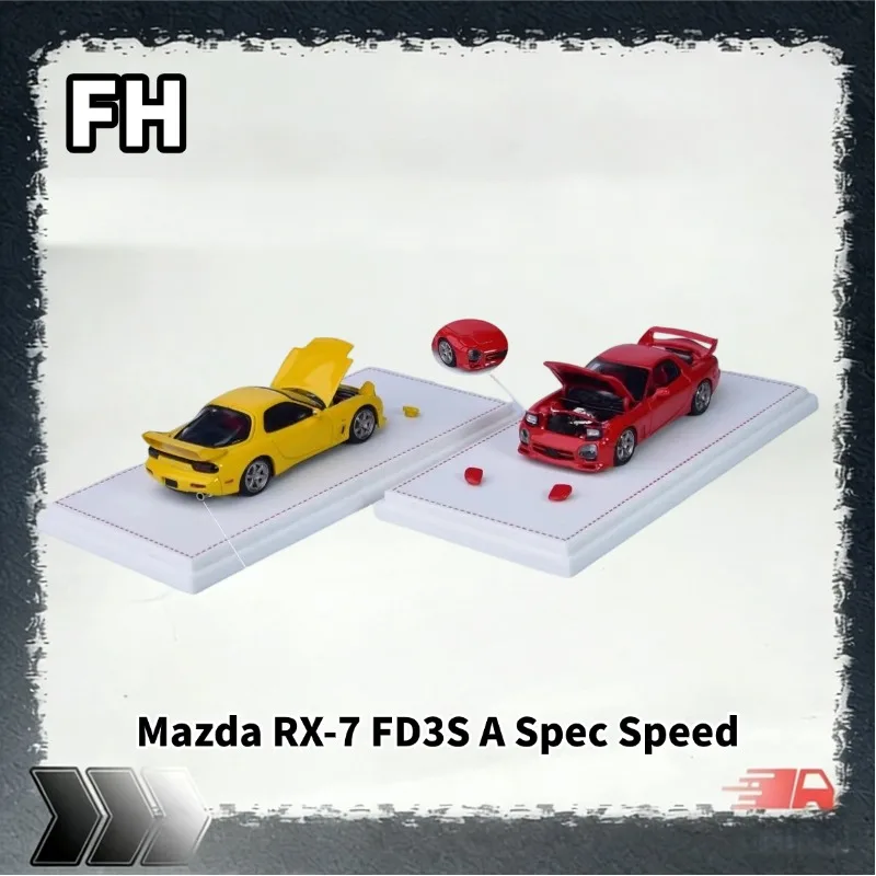 【In Stock】FH 1:64 Mazda RX-7 FD3S A Spec Speed Edition replica alloy car model, a gift toy for friends, or a collection piece.